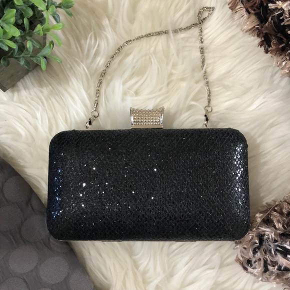 CRYSTAL ENCRUSTED EVENING BAG beaded EVENING BAGš„black w chain TIMELESS CLASSIC - Picture 4 of 10